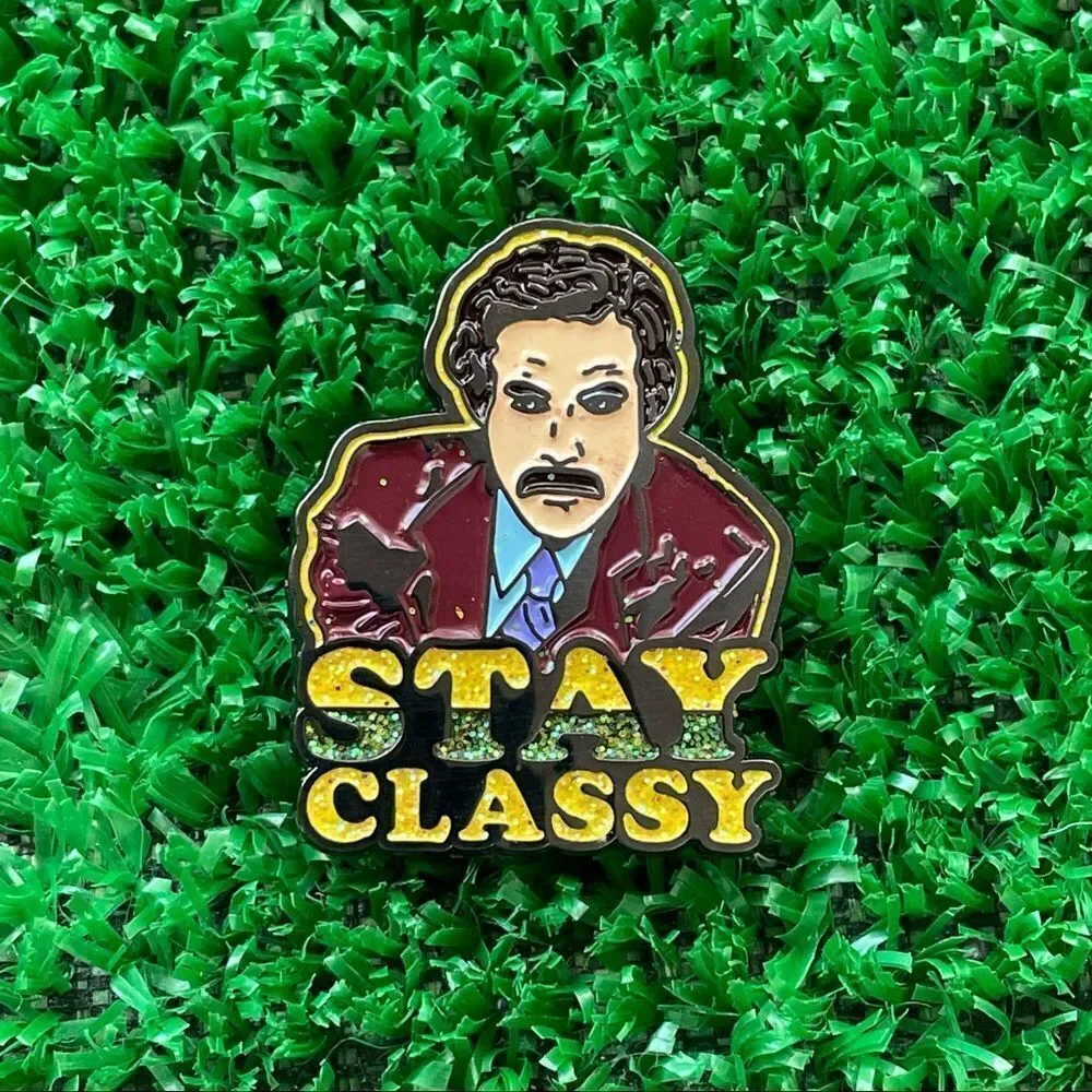 Stay Classy Ron Burgundy Enamel Pin/ Brooch Lapel
